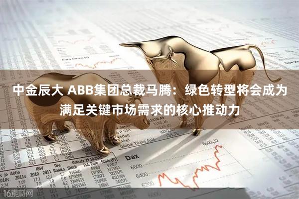 中金辰大 ABB集团总裁马腾：绿色转型将会成为满足关键市场需求的核心推动力