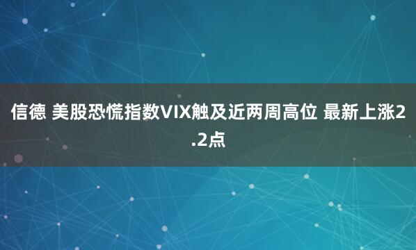 信德 美股恐慌指数VIX触及近两周高位 最新上涨2.2点