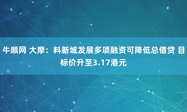 牛顺网 大摩：料新城发展多项融资可降低总借贷 目标价升至3.17港元