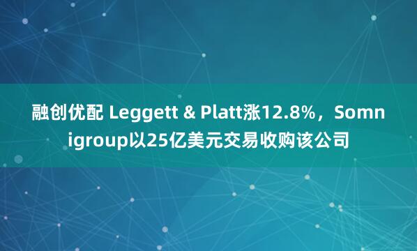 融创优配 Leggett & Platt涨12.8%，Somnigroup以25亿美元交易收购该公司