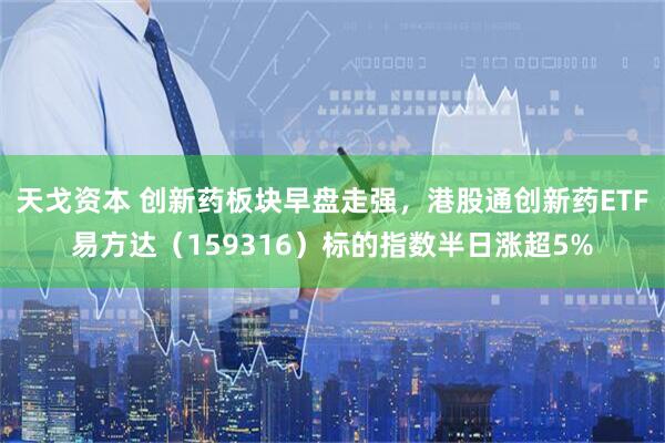 天戈资本 创新药板块早盘走强，港股通创新药ETF易方达（159316）标的指数半日涨超5%